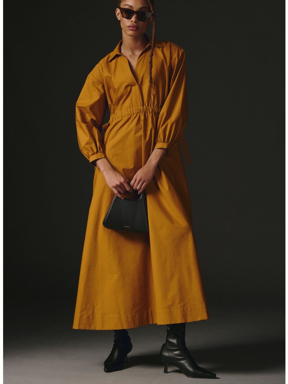 NWOT - Maeve by Anthropologie Mustard Long Sleeve Maxi Dress